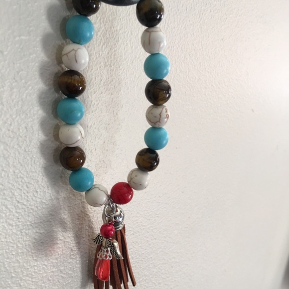Tigers Eye, White, Blue and Red Howlite - Picture 2 of 2